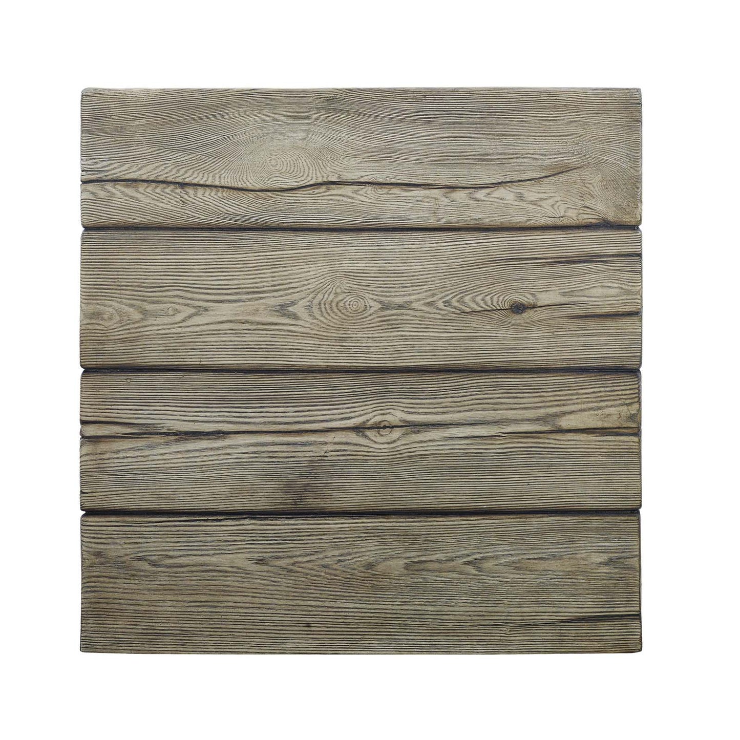 Manteo Rustic Coastal Outdoor Patio Side Table, Faux Simulate Wood, Light Grey Gray, 18074
