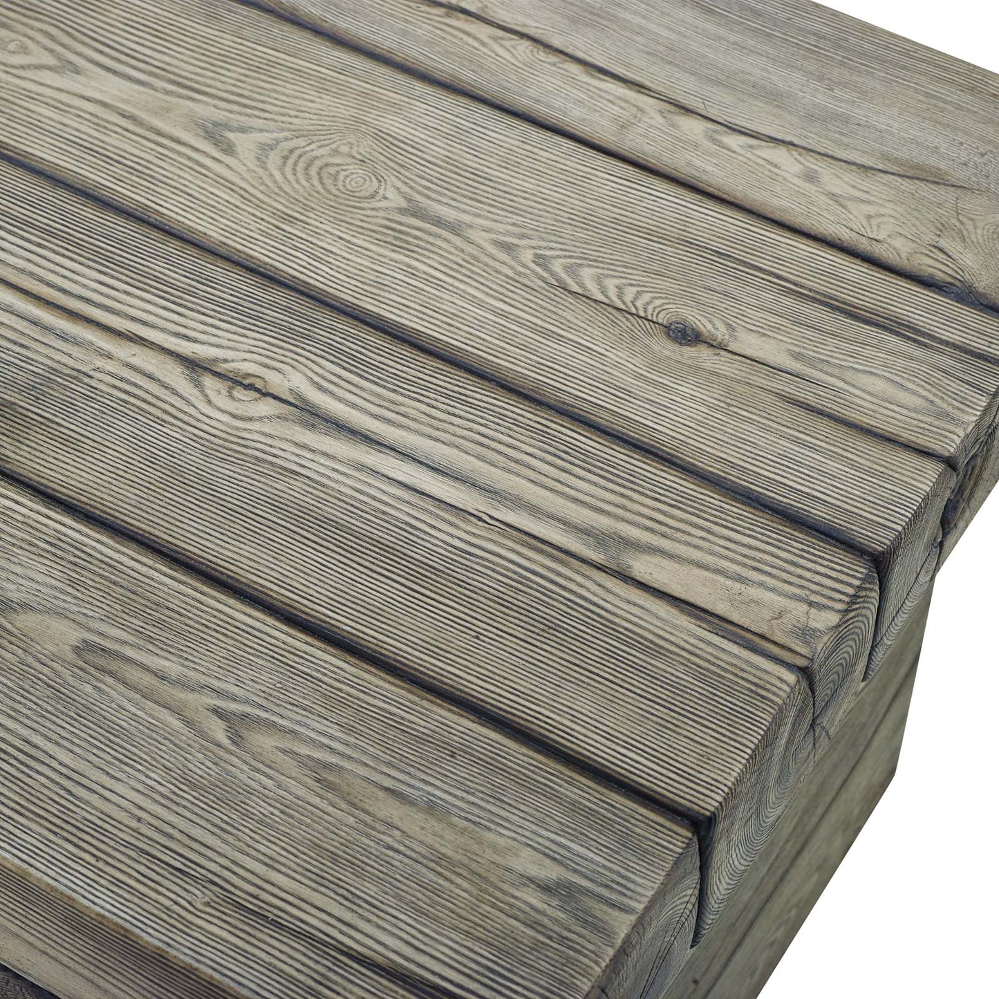 Manteo Rustic Coastal Outdoor Patio Side Table, Faux Simulate Wood, Light Grey Gray, 18074