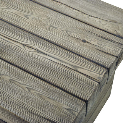 Manteo Rustic Coastal Outdoor Patio Side Table, Faux Simulate Wood, Light Grey Gray, 18074