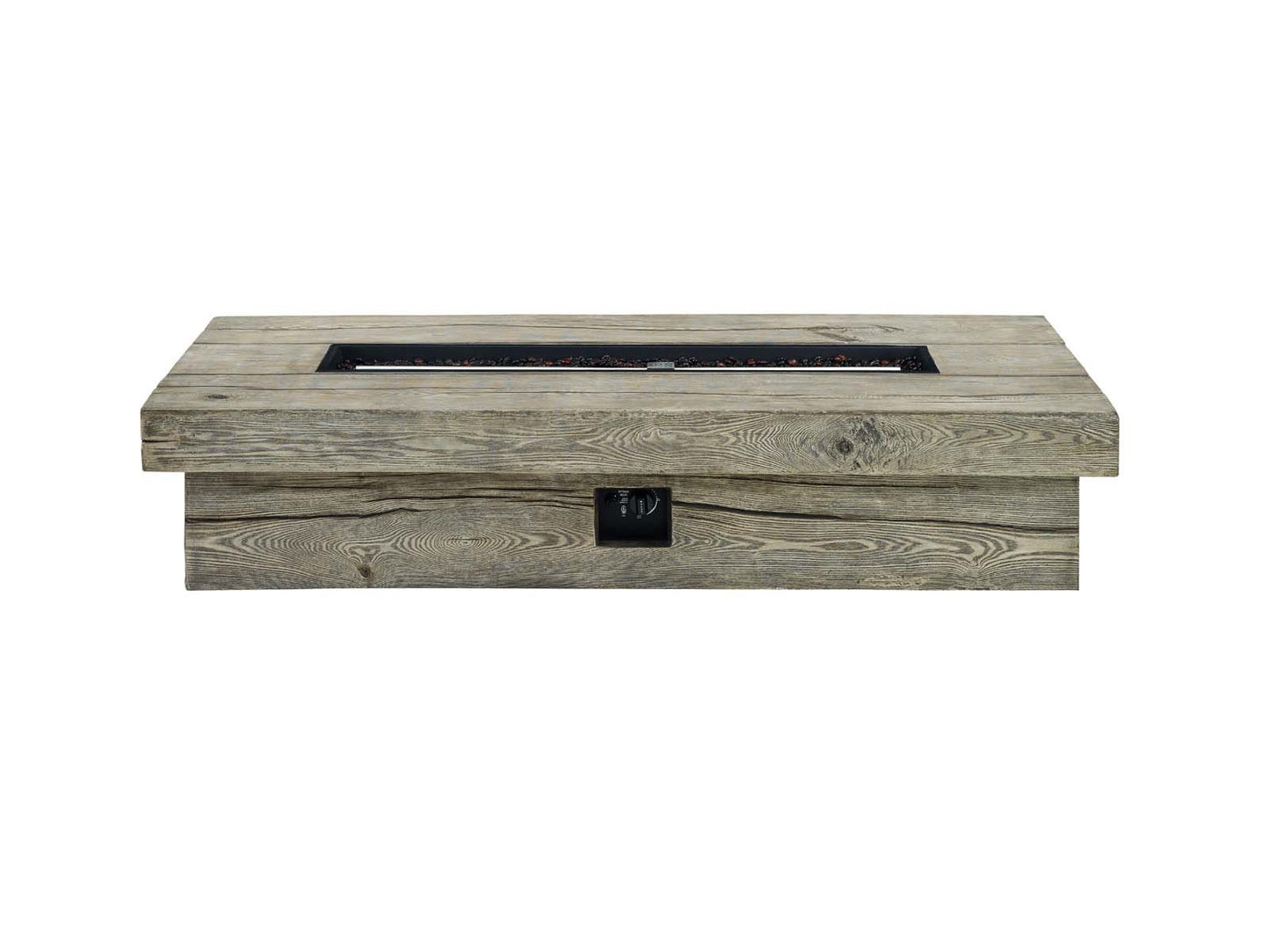 Manteo 70" Rectangular Outdoor Patio Fire Pit Table, Simulated Wood, Light Grey Gray, 18212