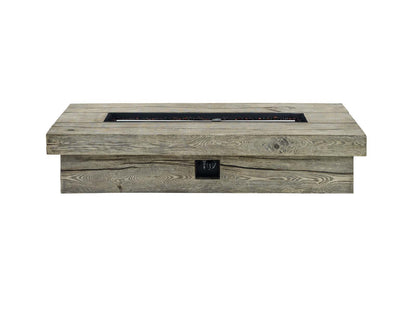 Manteo 70" Rectangular Outdoor Patio Fire Pit Table, Simulated Wood, Light Grey Gray, 18212