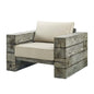 Manteo Rustic Coastal Outdoor Patio Lounge Armchair, Faux Simulate Wood, Beige, 18075
