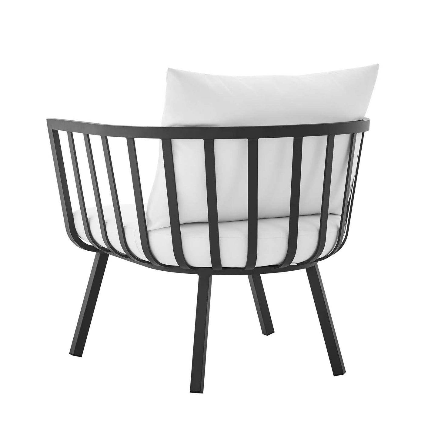 Riverside Outdoor Patio Aluminum Armchair, Aluminum Fabric, Grey Gray White, 18003
