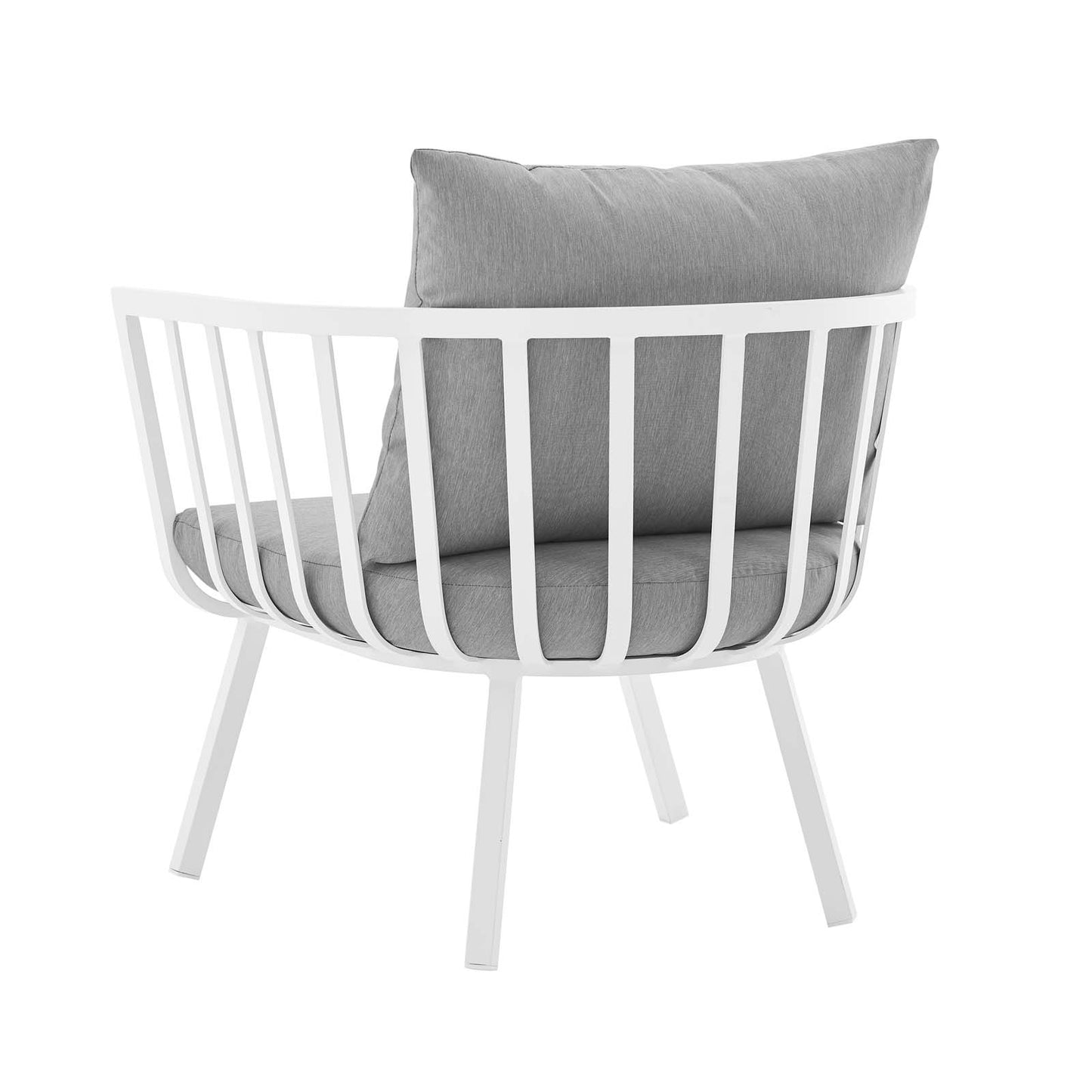 Riverside Outdoor Patio Aluminum Armchair, Aluminum Fabric, White Grey Gray, 18004