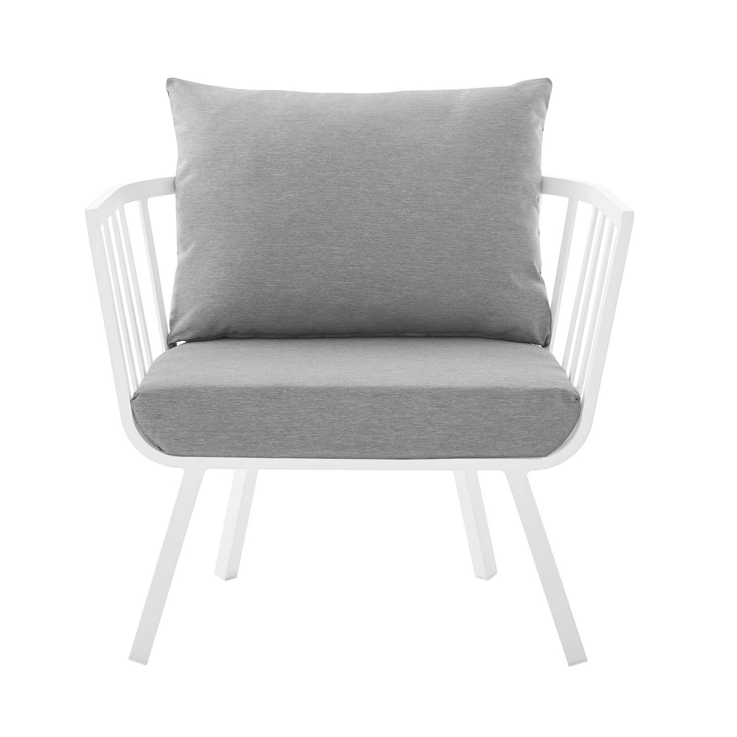 Riverside Outdoor Patio Aluminum Armchair, Aluminum Fabric, White Grey Gray, 18004