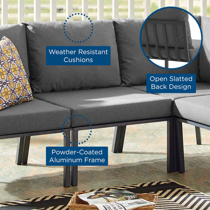 Riverside Outdoor Patio Aluminum Armless Chair, Aluminum, Metal, Steel, Grey Gray, 18213