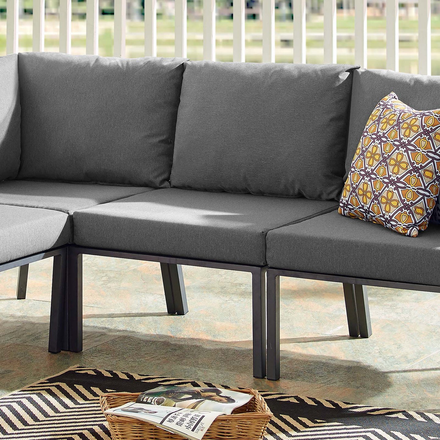 Riverside Outdoor Patio Aluminum Armless Chair, Aluminum, Metal, Steel, Grey Gray, 18213