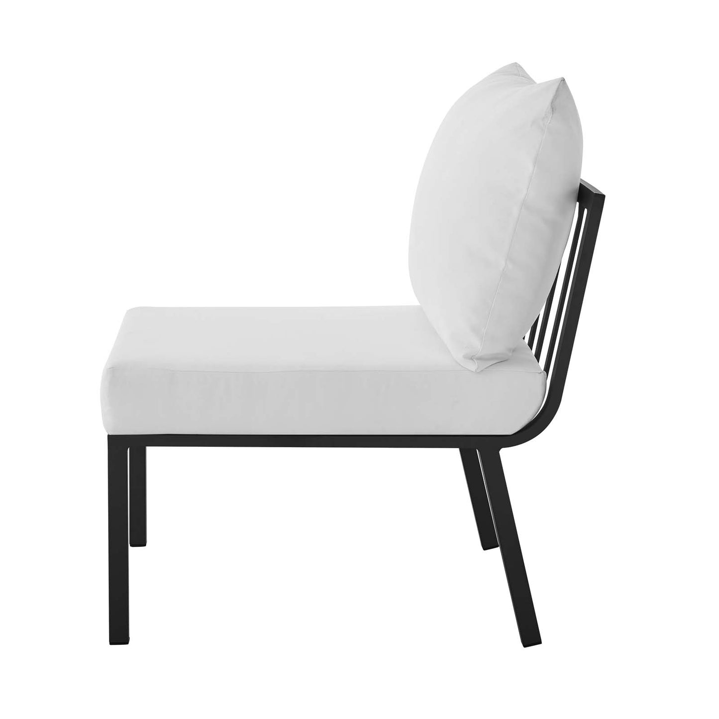 Riverside Outdoor Patio Aluminum Armless Chair, Aluminum, Metal, Steel, Grey Gray White, 18214