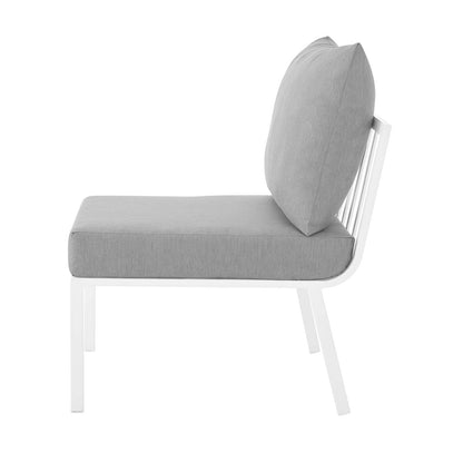 Riverside Outdoor Patio Aluminum Armless Chair, Aluminum, Metal, Steel, White Grey Gray, 18215
