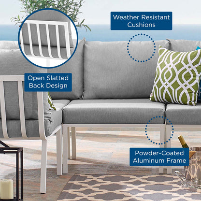 Riverside Outdoor Patio Aluminum Armless Chair, Aluminum, Metal, Steel, White Grey Gray, 18215