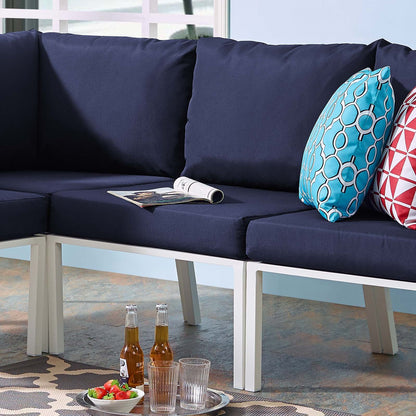 Riverside Outdoor Patio Aluminum Armless Chair, Aluminum, Metal, Steel, White Blue Navy, 18216