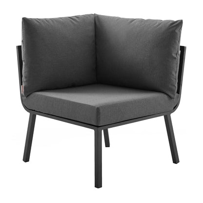 Riverside Outdoor Patio Aluminum Corner Chair, Aluminum, Metal, Steel, Grey Gray, 18217