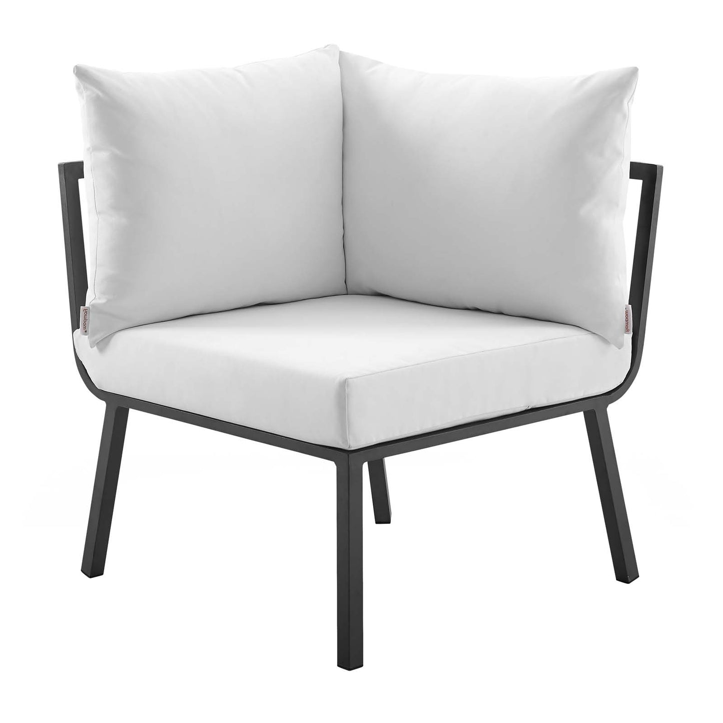 Riverside Outdoor Patio Aluminum Corner Chair, Aluminum, Metal, Steel, Grey Gray White, 18218