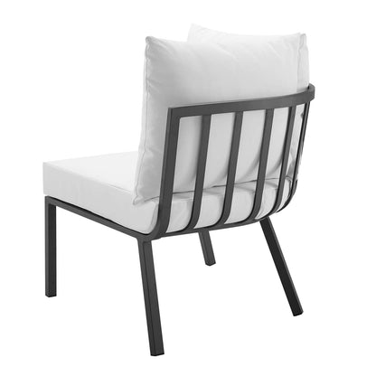 Riverside Outdoor Patio Aluminum Corner Chair, Aluminum, Metal, Steel, Grey Gray White, 18218