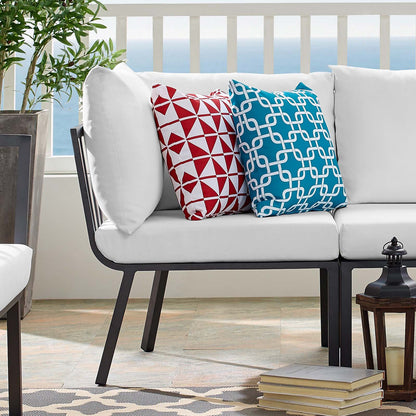Riverside Outdoor Patio Aluminum Corner Chair, Aluminum, Metal, Steel, Grey Gray White, 18218