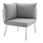 Riverside Outdoor Patio Aluminum Corner Chair, Aluminum, Metal, Steel, White Grey Gray, 18219