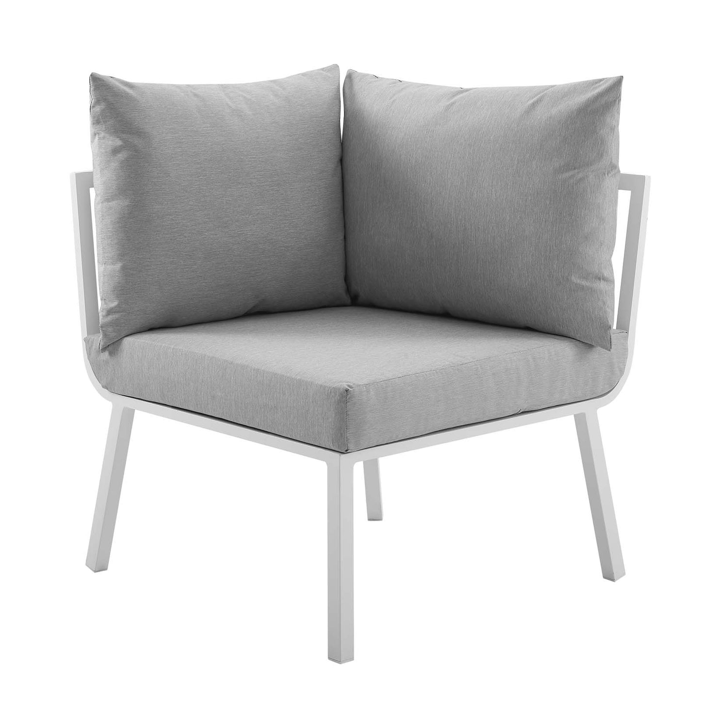 Riverside Outdoor Patio Aluminum Corner Chair, Aluminum, Metal, Steel, White Grey Gray, 18219