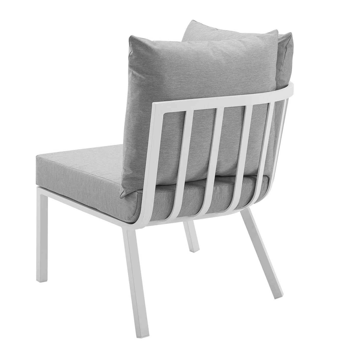 Riverside Outdoor Patio Aluminum Corner Chair, Aluminum, Metal, Steel, White Grey Gray, 18219