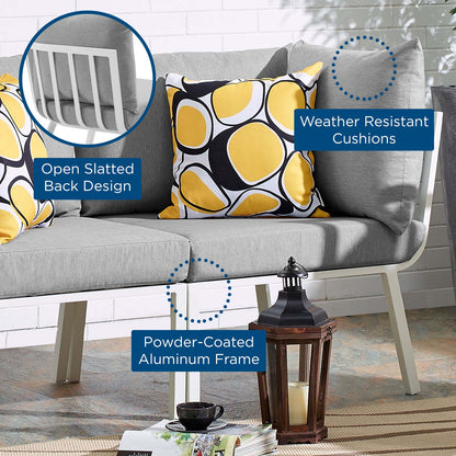 Riverside Outdoor Patio Aluminum Corner Chair, Aluminum, Metal, Steel, White Grey Gray, 18219