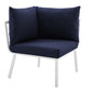 Riverside Outdoor Patio Aluminum Corner Chair, Aluminum, Metal, Steel, White Blue Navy, 18220