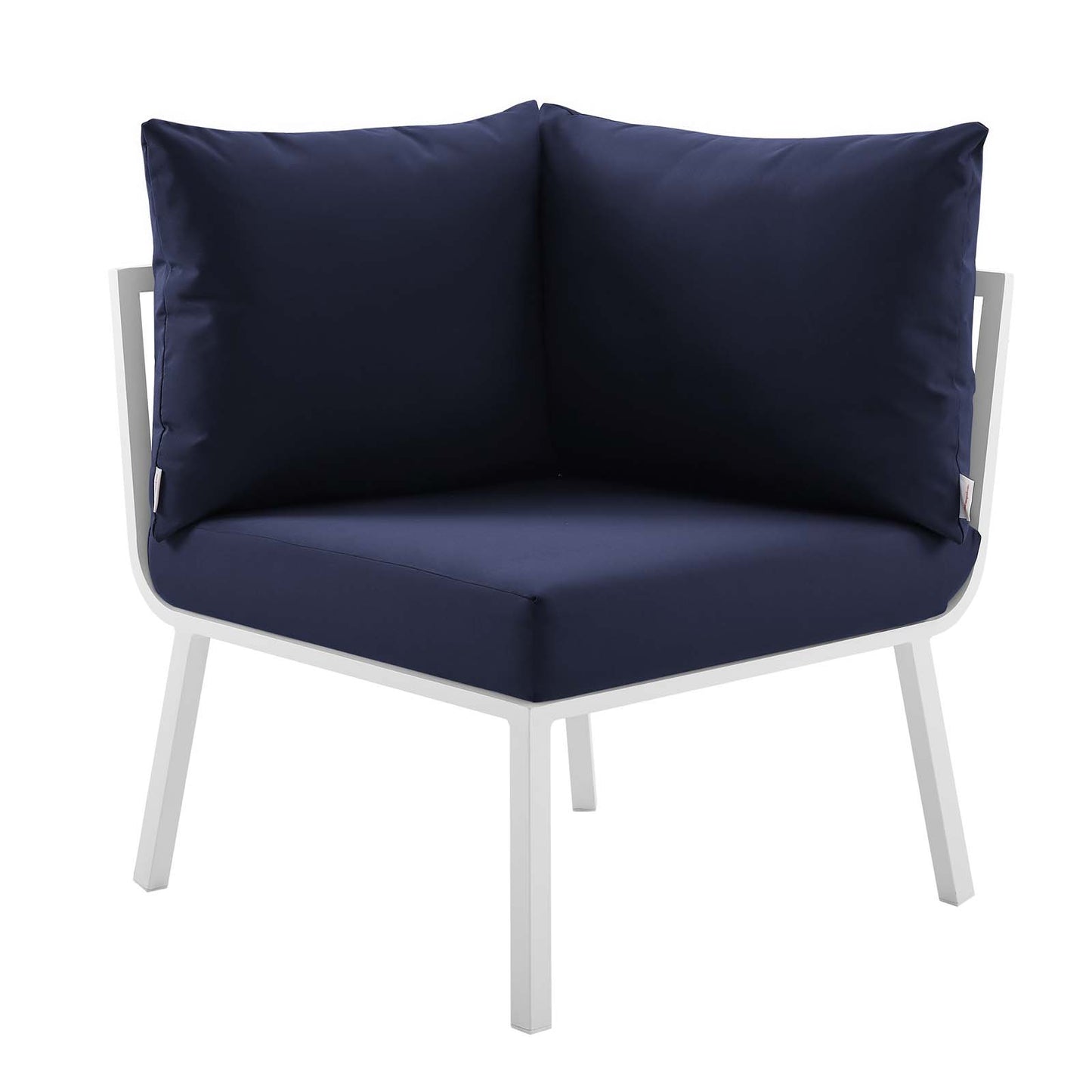 Riverside Outdoor Patio Aluminum Corner Chair, Aluminum, Metal, Steel, White Blue Navy, 18220