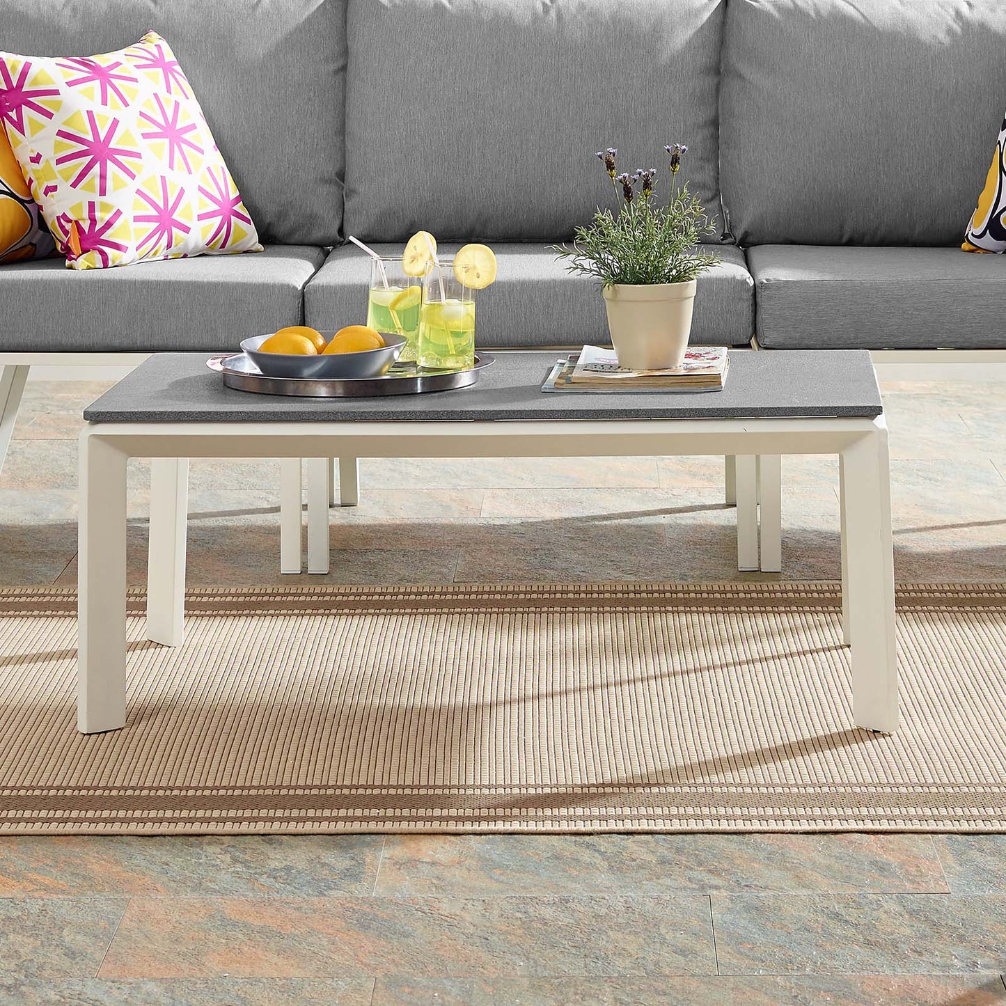 Riverside Aluminum Outdoor Patio Coffee Table, Aluminum, Metal, Steel, White, 18222