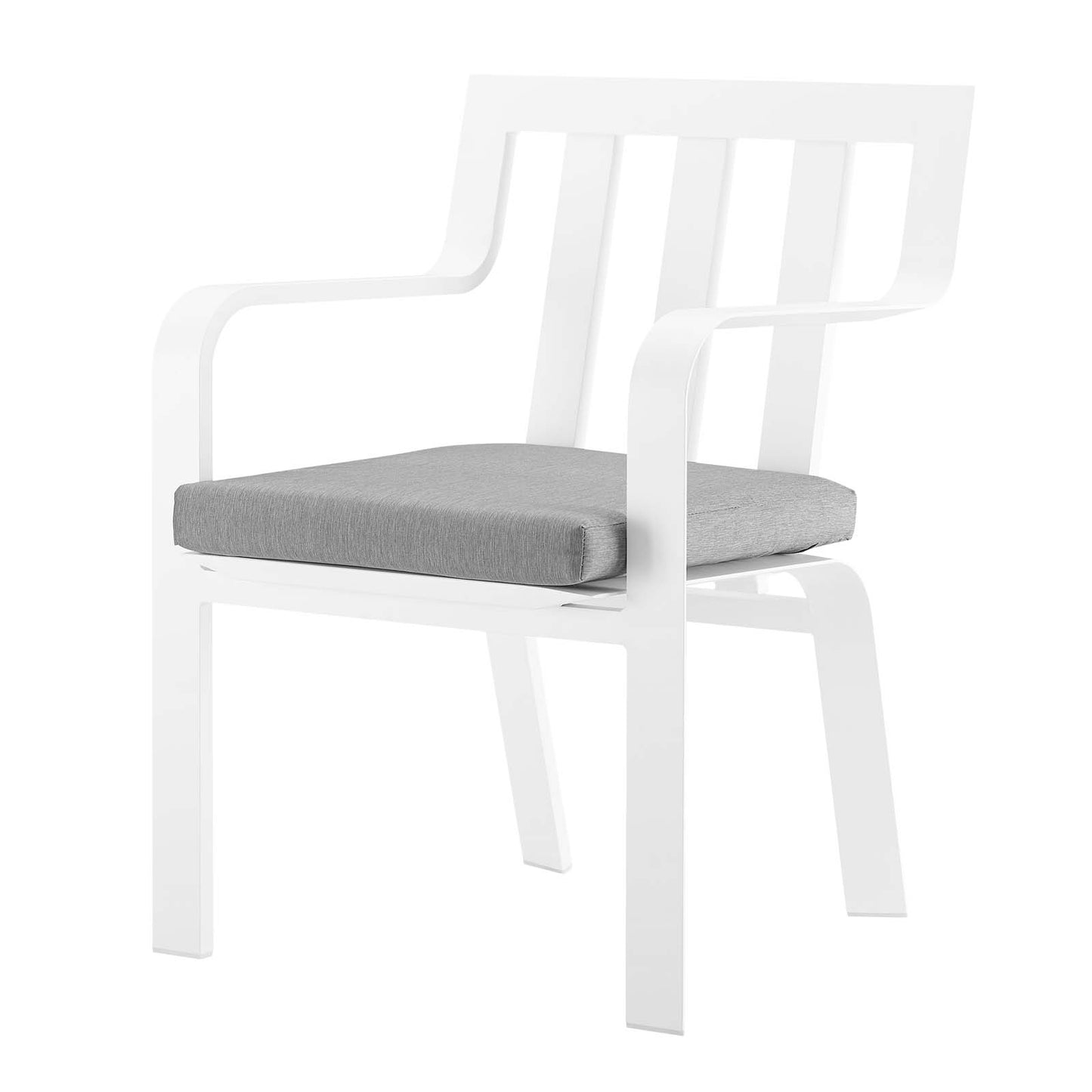 Baxley Stackable Outdoor Patio Aluminum Dining Armchair, Fabric Aluminum, White Grey Gray, 17826