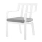 Baxley Stackable Outdoor Patio Aluminum Dining Armchair, Fabric Aluminum, White Grey Gray, 17826