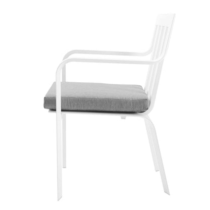 Baxley Stackable Outdoor Patio Aluminum Dining Armchair, Fabric Aluminum, White Grey Gray, 17826
