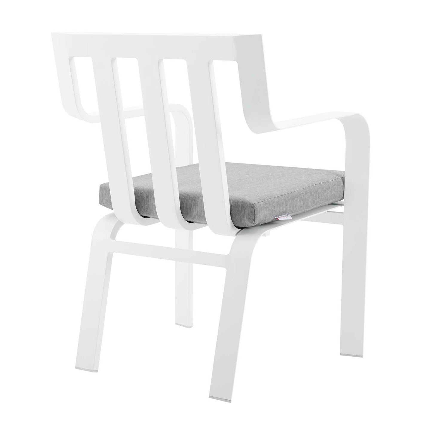 Baxley Stackable Outdoor Patio Aluminum Dining Armchair, Fabric Aluminum, White Grey Gray, 17826