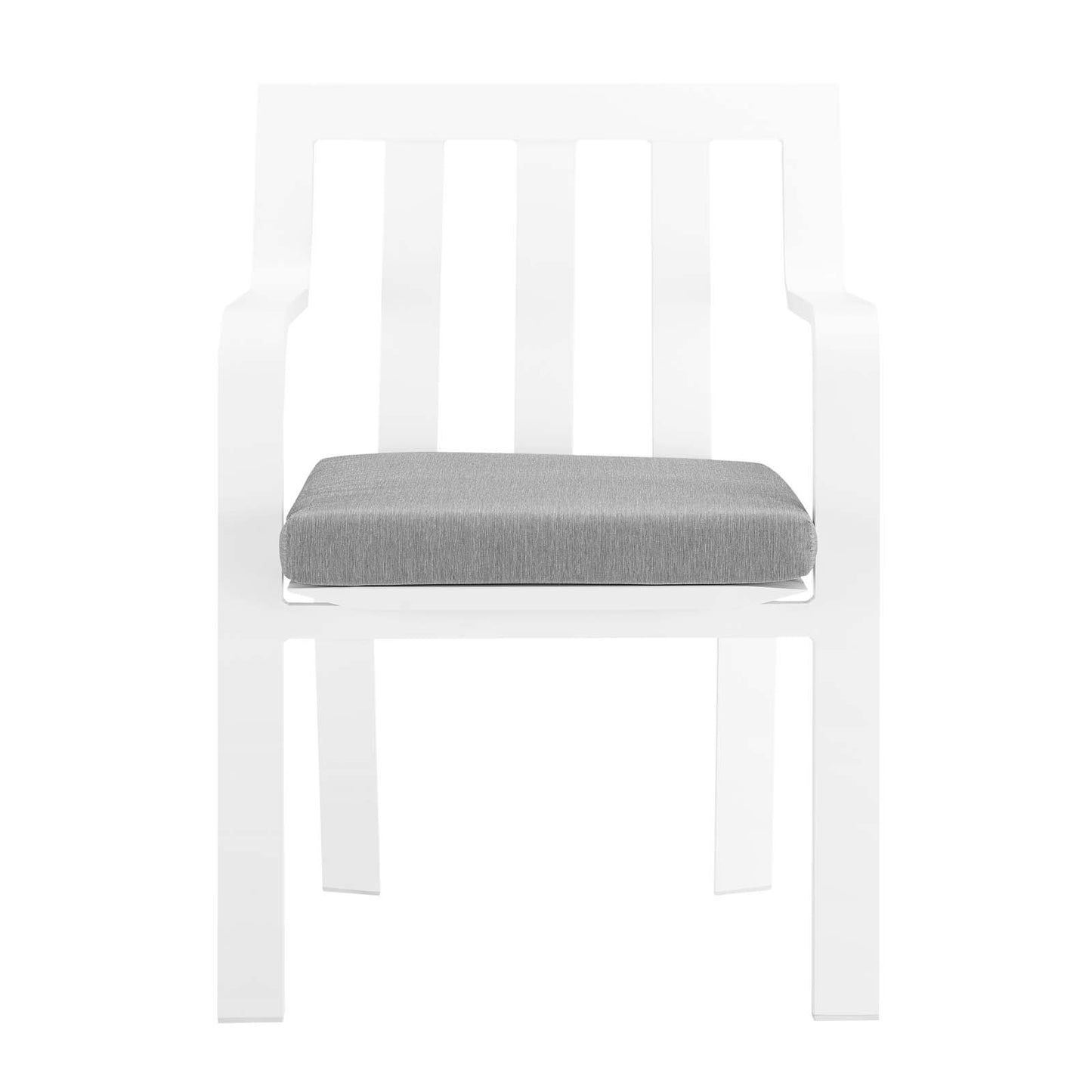Baxley Stackable Outdoor Patio Aluminum Dining Armchair, Fabric Aluminum, White Grey Gray, 17826