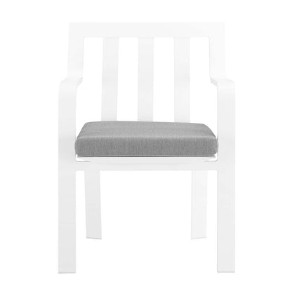 Baxley Stackable Outdoor Patio Aluminum Dining Armchair, Fabric Aluminum, White Grey Gray, 17826