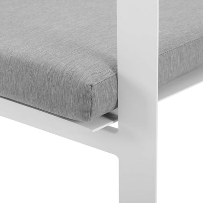 Baxley Stackable Outdoor Patio Aluminum Dining Armchair, Fabric Aluminum, White Grey Gray, 17826