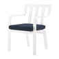 Baxley Stackable Outdoor Patio Aluminum Dining Armchair, Fabric Aluminum, Navy Blue White, 17827