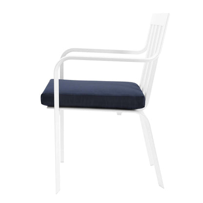 Baxley Stackable Outdoor Patio Aluminum Dining Armchair, Fabric Aluminum, Navy Blue White, 17827