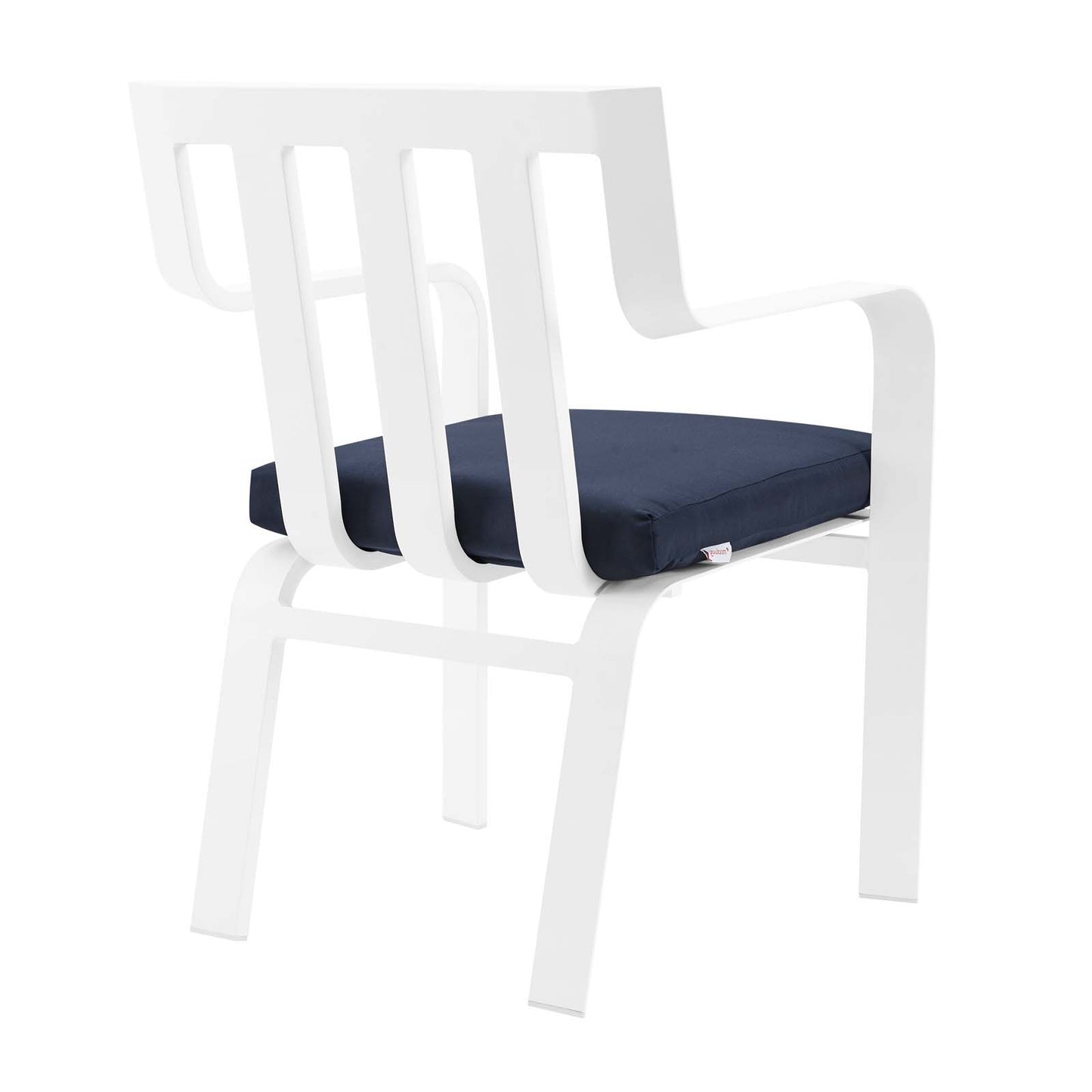 Baxley Stackable Outdoor Patio Aluminum Dining Armchair, Fabric Aluminum, Navy Blue White, 17827