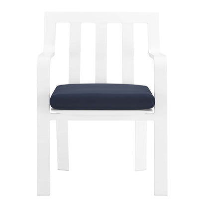 Baxley Stackable Outdoor Patio Aluminum Dining Armchair, Fabric Aluminum, Navy Blue White, 17827