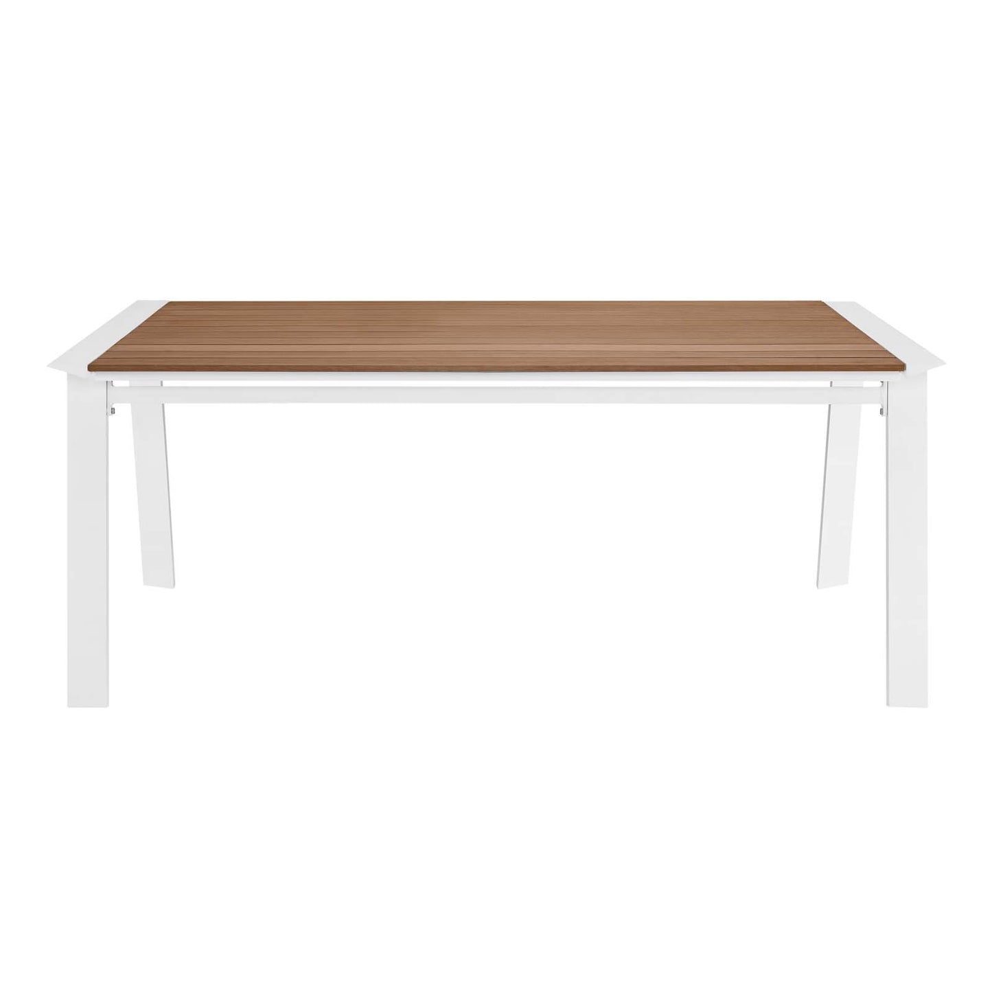 Roanoke 73" Outdoor Patio Aluminum Dining Table, Aluminum, Metal, Steel, White Brown Natural, 18223