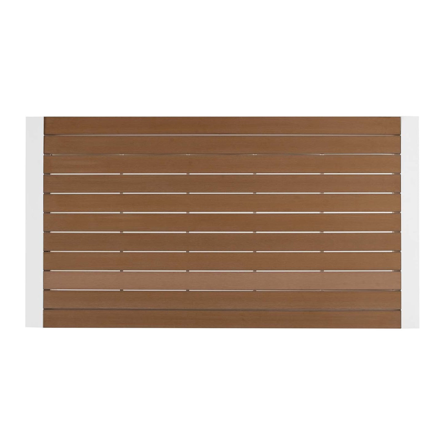 Roanoke 73" Outdoor Patio Aluminum Dining Table, Aluminum, Metal, Steel, White Brown Natural, 18223