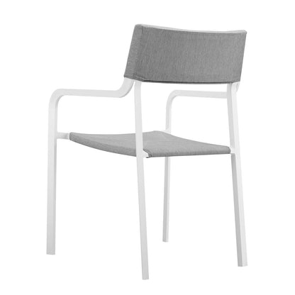 Raleigh Stackable Outdoor Patio Aluminum Dining Armchair, Fabric Aluminum, White Grey Gray, 17828