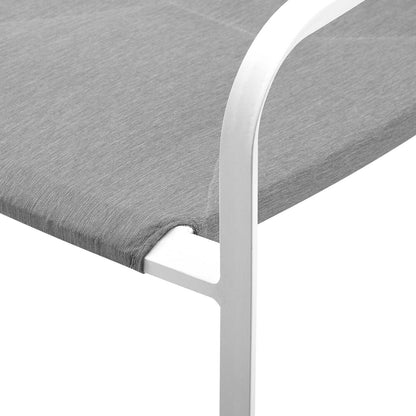 Raleigh Stackable Outdoor Patio Aluminum Dining Armchair, Fabric Aluminum, White Grey Gray, 17828