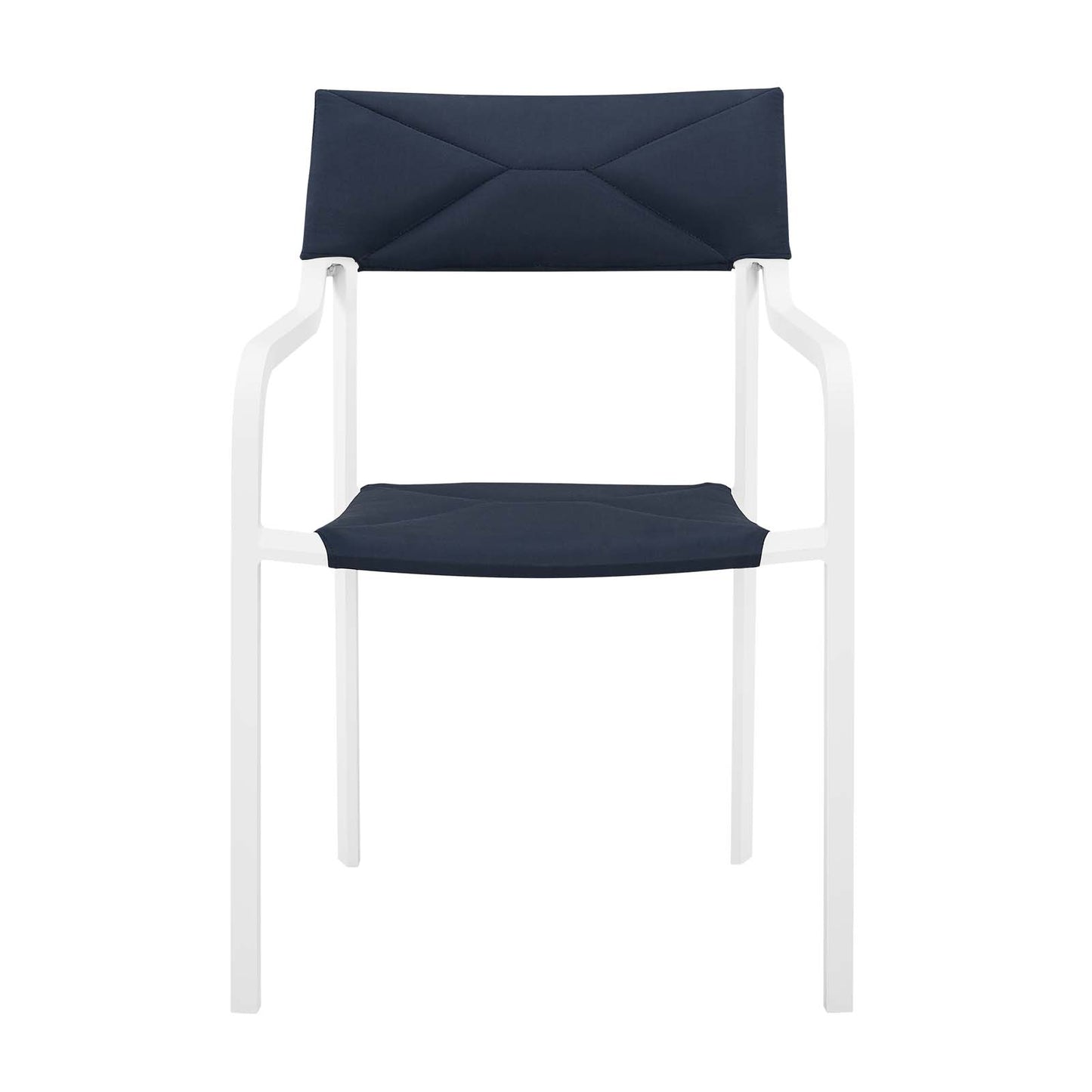 Raleigh Stackable Outdoor Patio Aluminum Dining Armchair, Fabric Aluminum, Navy Blue White, 17829