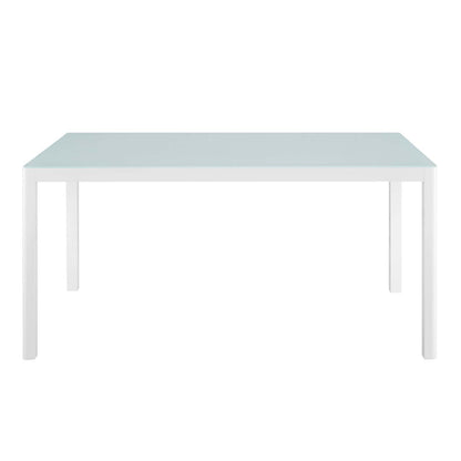Raleigh 59" Outdoor Patio Aluminum Dining Table, Aluminum, Metal, Steel, White, 18227