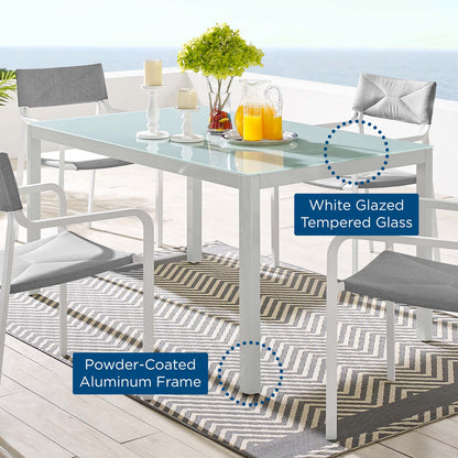 Raleigh 59" Outdoor Patio Aluminum Dining Table, Aluminum, Metal, Steel, White, 18227