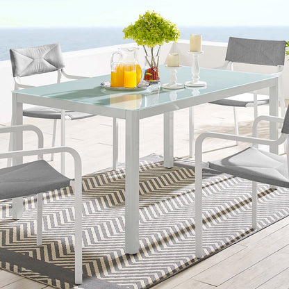 Raleigh 59" Outdoor Patio Aluminum Dining Table, Aluminum, Metal, Steel, White, 18227