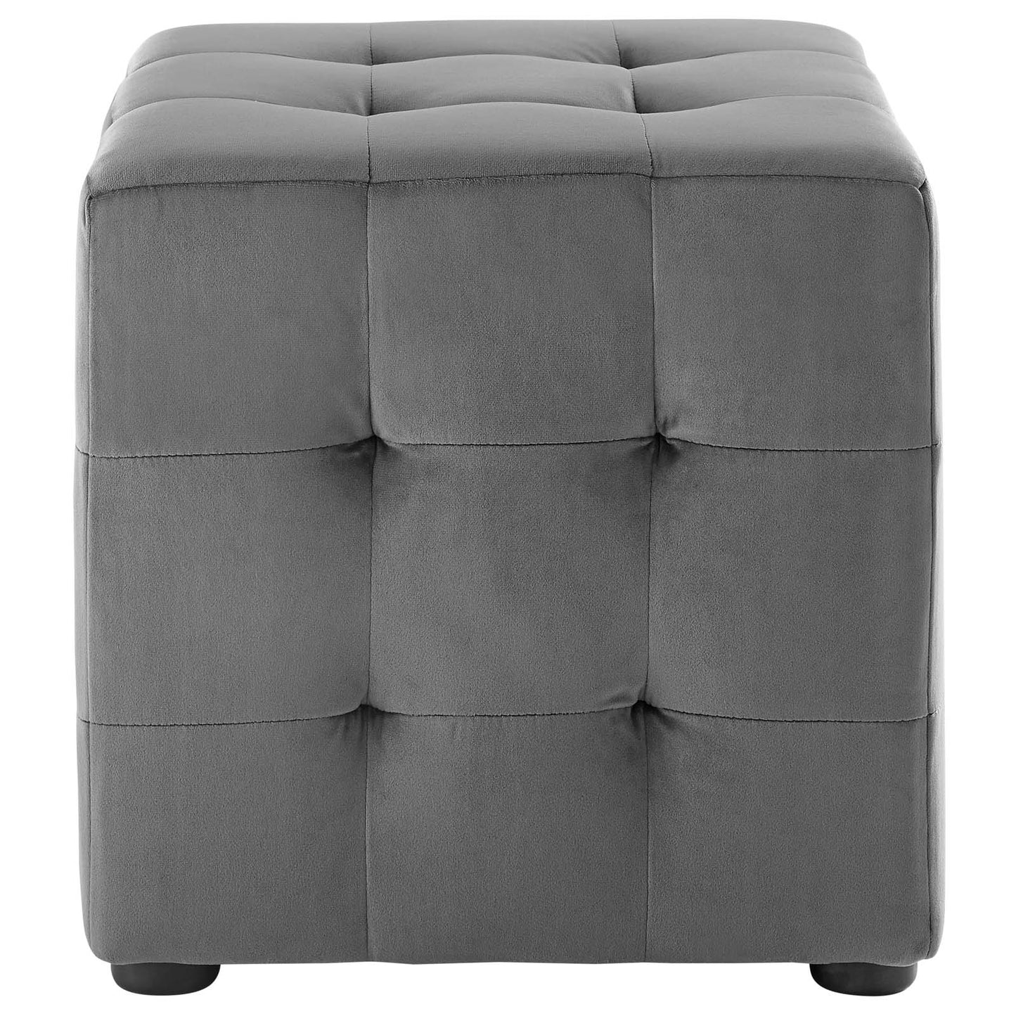 Contour Tufted Cube Performance Velvet Ottoman, Velvet Fabric, Grey Gray, 17832