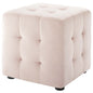 Contour Tufted Cube Performance Velvet Ottoman, Velvet Fabric, Pink, 17836