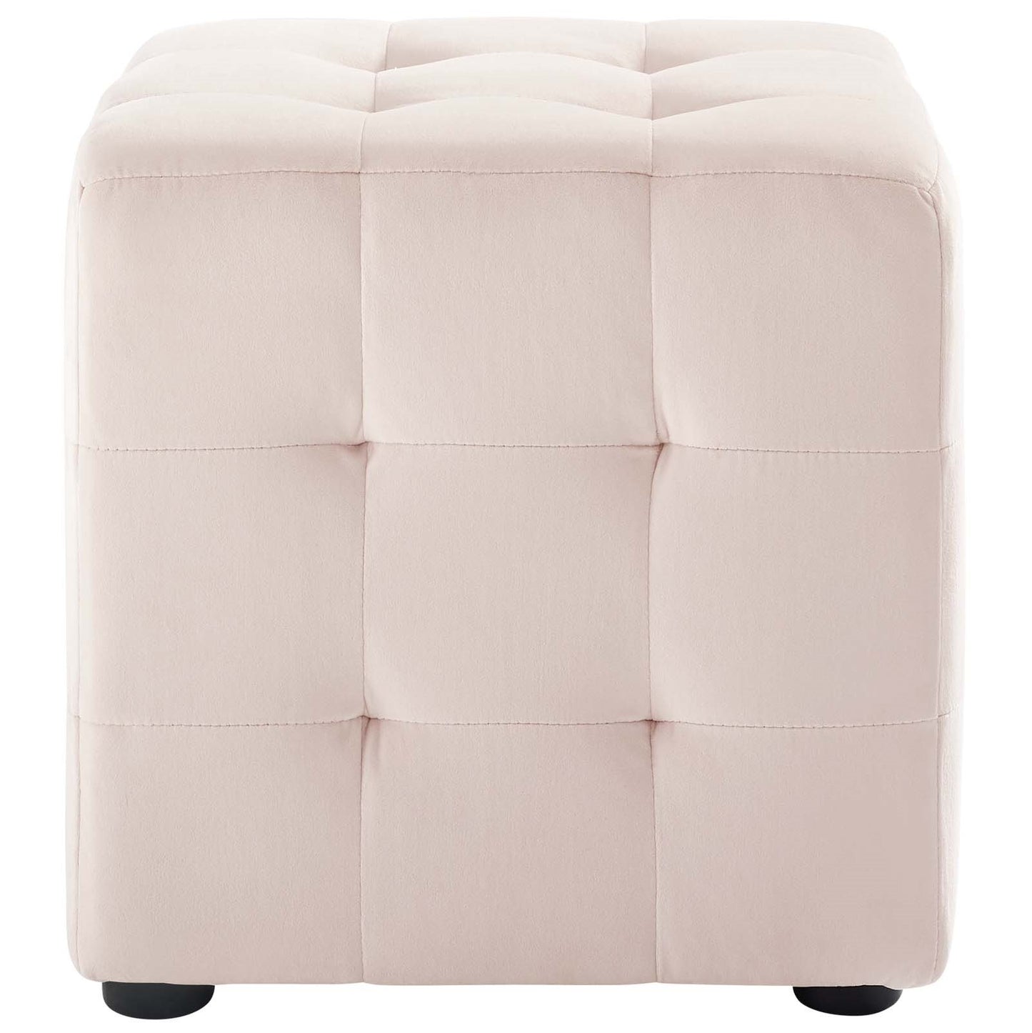 Contour Tufted Cube Performance Velvet Ottoman, Velvet Fabric, Pink, 17836