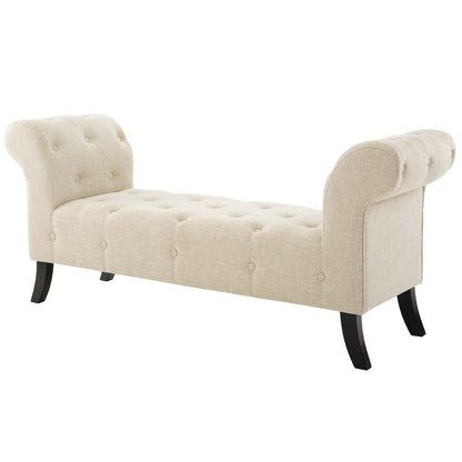 Evince Button Tufted Accent Upholstered Fabric Bench, Fabric, Beige, 17838