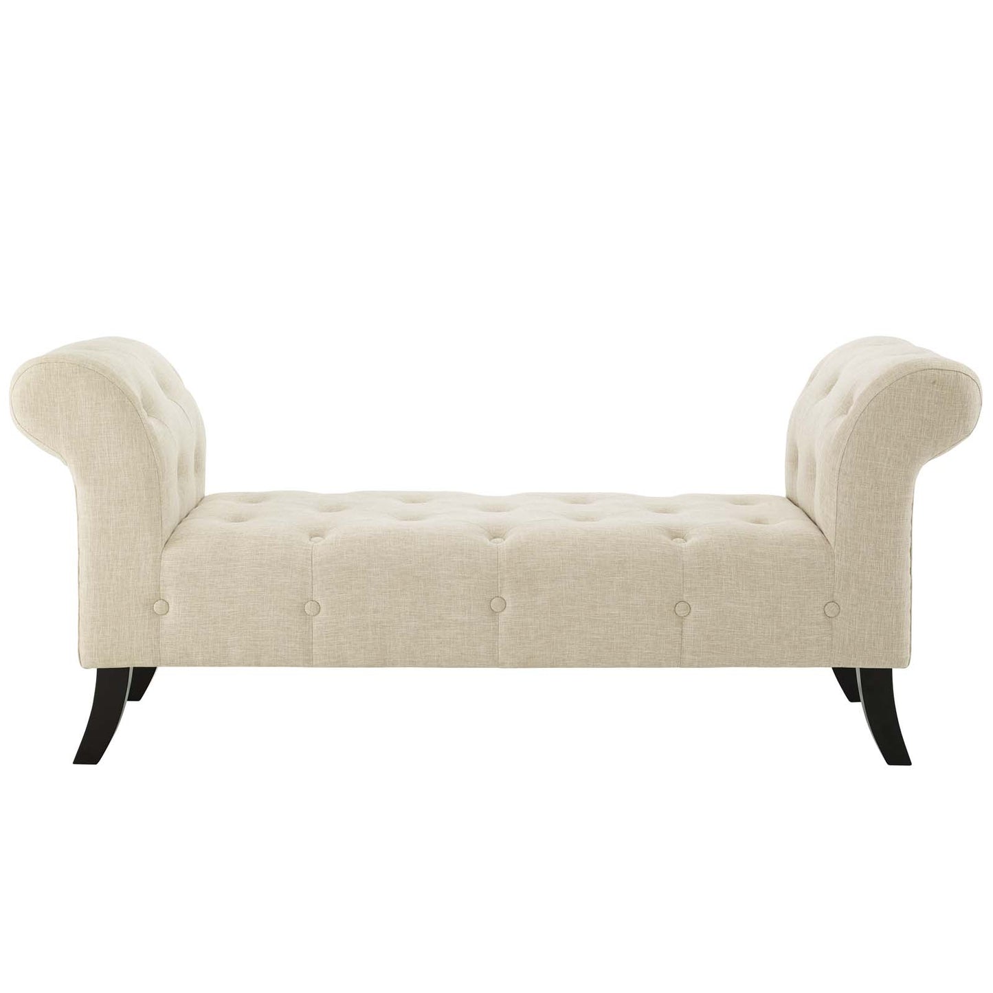 Evince Button Tufted Accent Upholstered Fabric Bench, Fabric, Beige, 17838